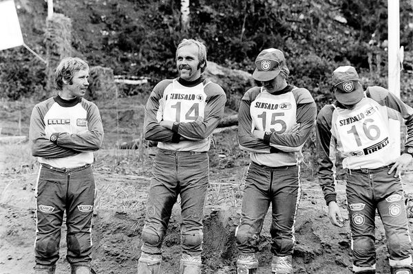 Ruskeasanta 1979 joukkue MM-500. Vas. Matti Autio, Lars Öhberg, Erkki Sundström ja Tapani Pikkarainen.
